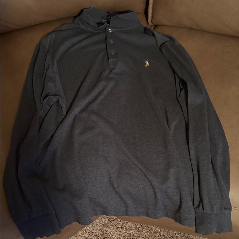 Polo by Ralph Lauren Men's Dark Gray Long Sleeve Polo
